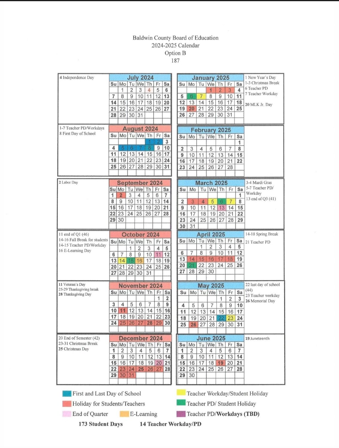 202425 school calendar approved at Baldwin County Board of Education